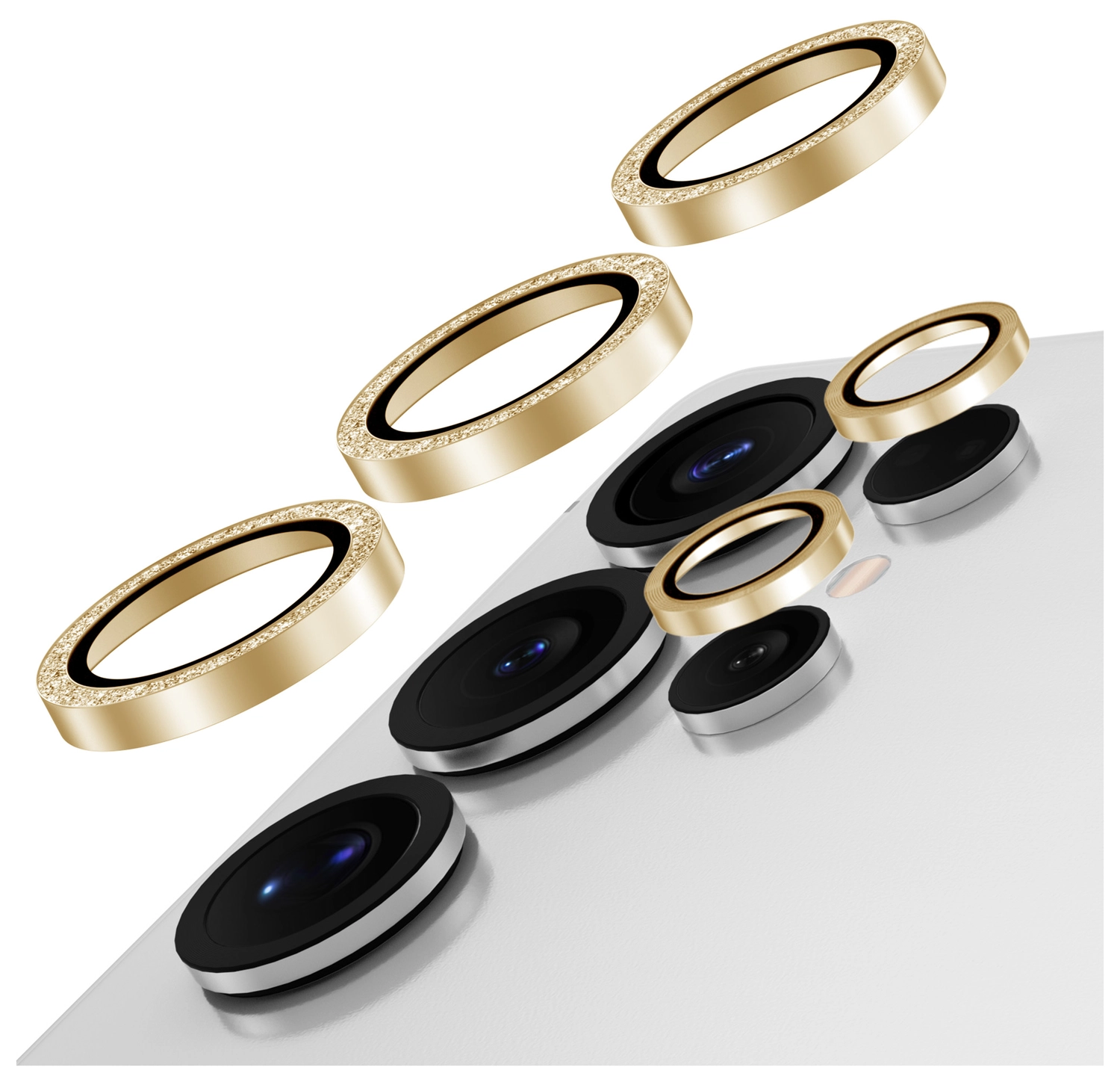 AVY Samsung Galaxy S25 Ultra Camera Lens Protector Rings Glitter Goud afbeelding 1