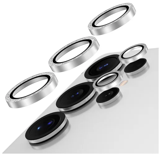 AVY Samsung Galaxy S25 Ultra Camera Lens Protector Rings Glitter Zilver afbeelding 1