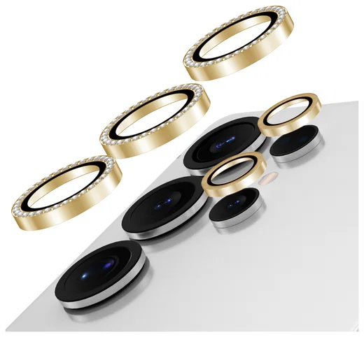 AVY Samsung Galaxy S25 Ultra Camera Lens Protector Rings Diamant Goud afbeelding 1