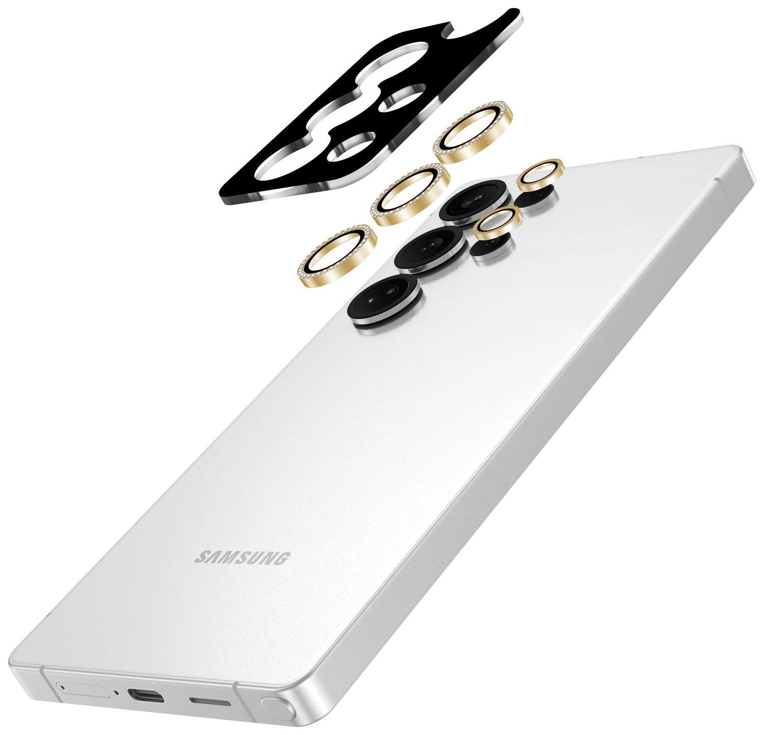 AVY Samsung Galaxy S25 Ultra Camera Lens Protector Rings Diamant Goud afbeelding 2