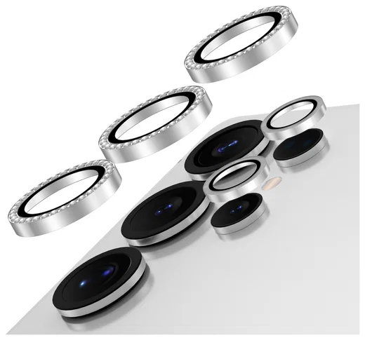 AVY Samsung Galaxy S25 Ultra Camera Lens Protector Rings Diamant Zilver afbeelding 1