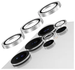 AVY Samsung Galaxy S25 Ultra Camera Lens Protector Rings Diamant Zilver afbeelding