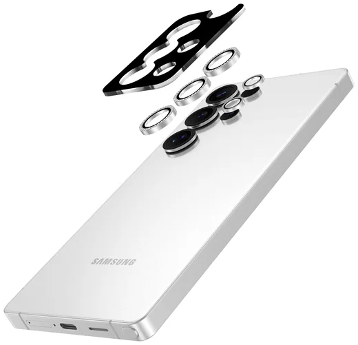 AVY Samsung Galaxy S25 Ultra Camera Lens Protector Rings Diamant Zilver afbeelding 2