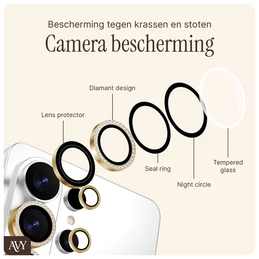 AVY Samsung Galaxy Z Flip 7 Camera Lens Protector Rings Diamant Goud afbeelding 5