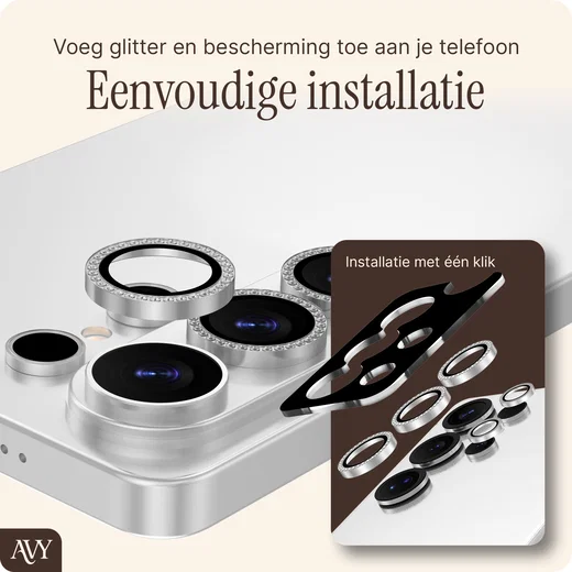 AVY Samsung Galaxy Z Flip 7 Camera Lens Protector Rings Diamant Zilver afbeelding 4