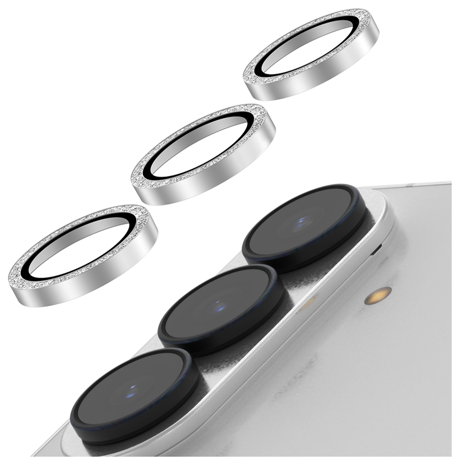 AVY Samsung Galaxy Z Fold 7 Camera Lens Protector Rings Glitter Zilver afbeelding 1