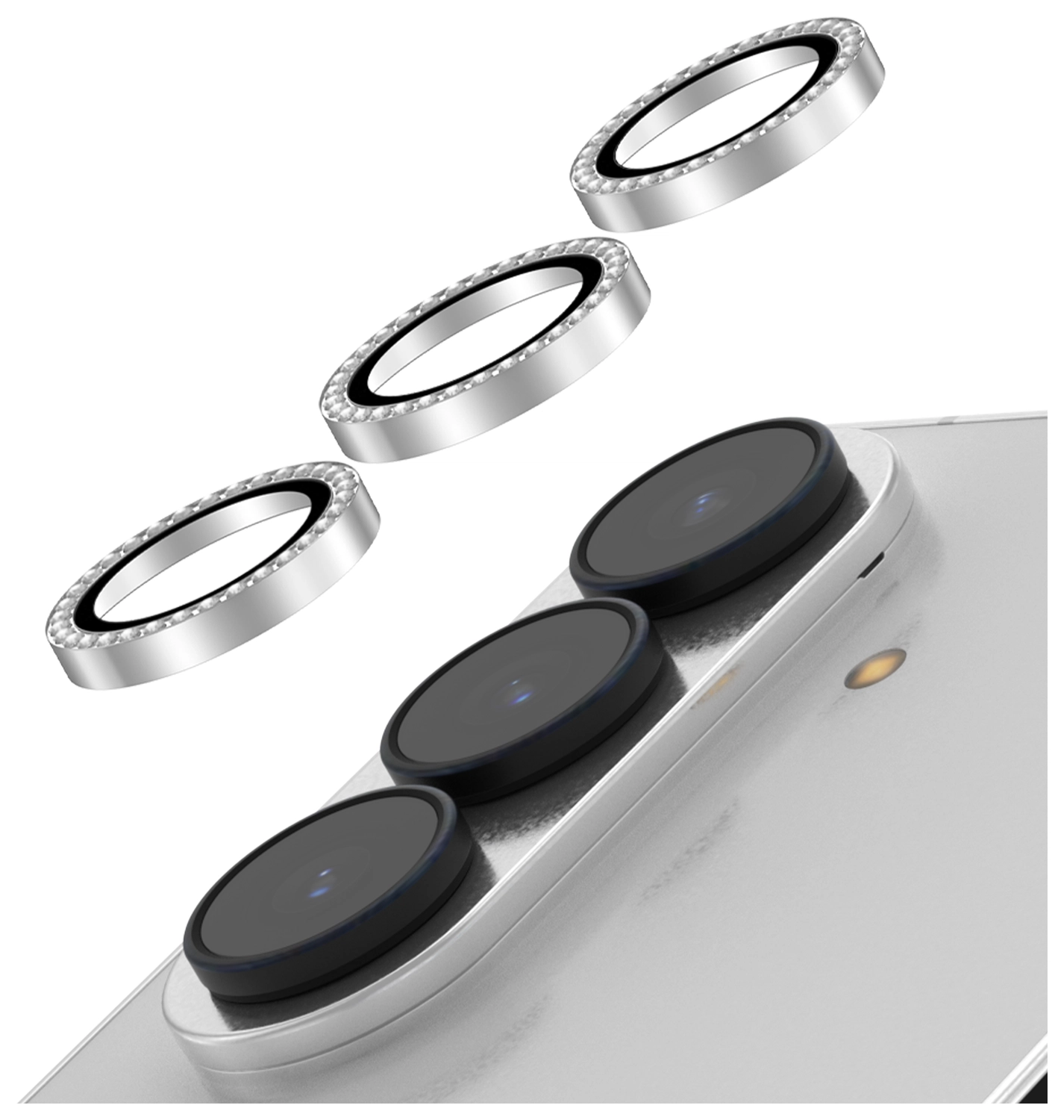 AVY Samsung Galaxy Z Fold 7 Camera Lens Protector Rings Diamant Zilver afbeelding 1