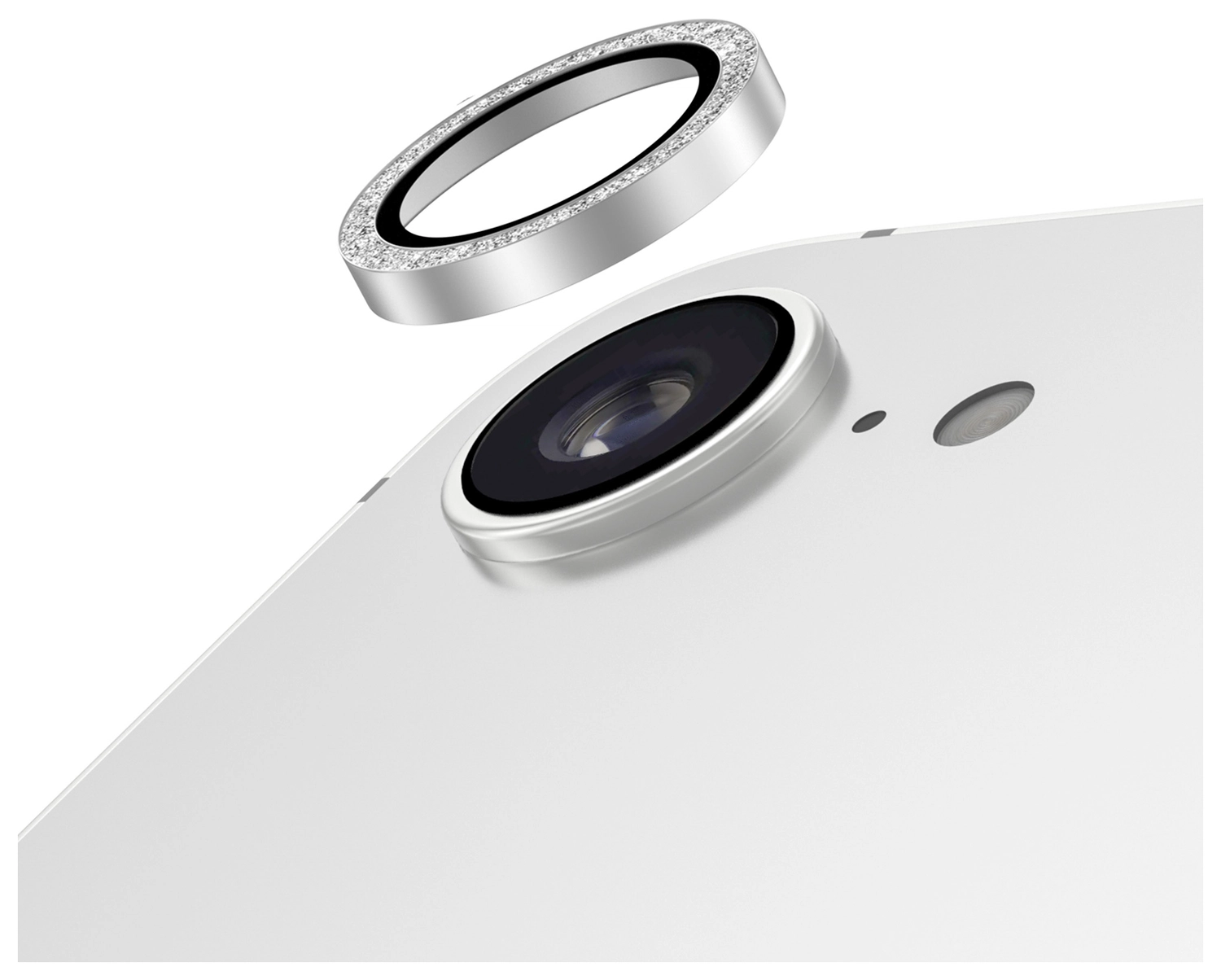AVY Apple iPhone 17e / 16e Camera Lens Protector Rings Glitter Zilver afbeelding 1