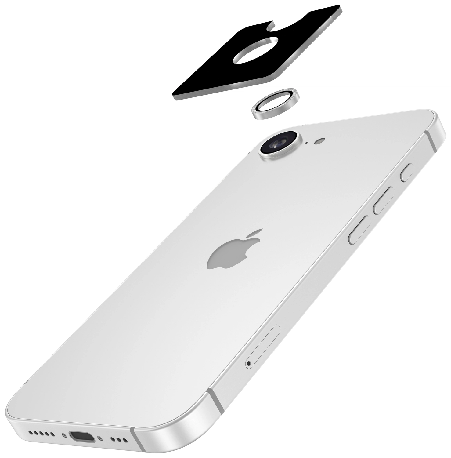 AVY Apple iPhone 17e / 16e Camera Lens Protector Rings Glitter Zilver afbeelding 2