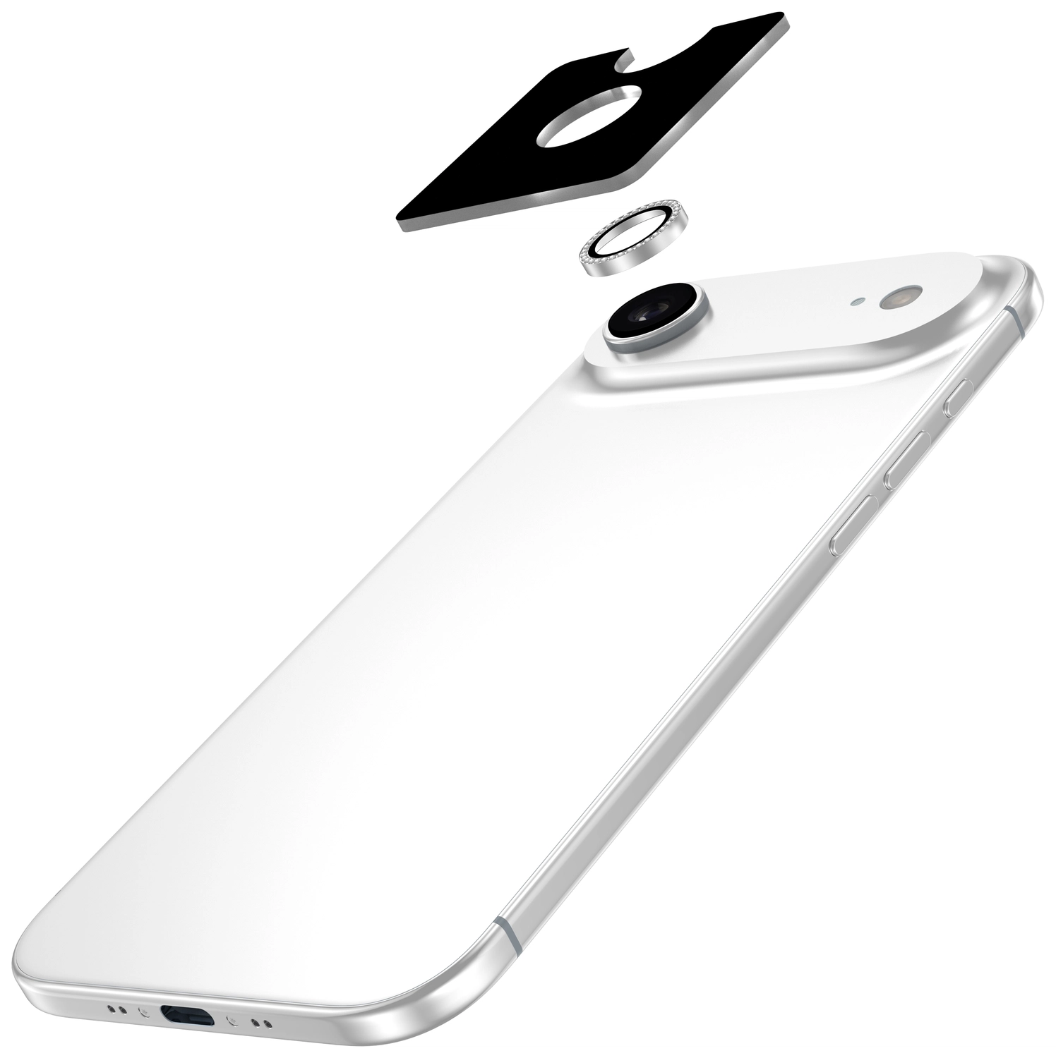 AVY Apple iPhone 17e / 16e Camera Lens Protector Rings Diamant Zilver afbeelding 2