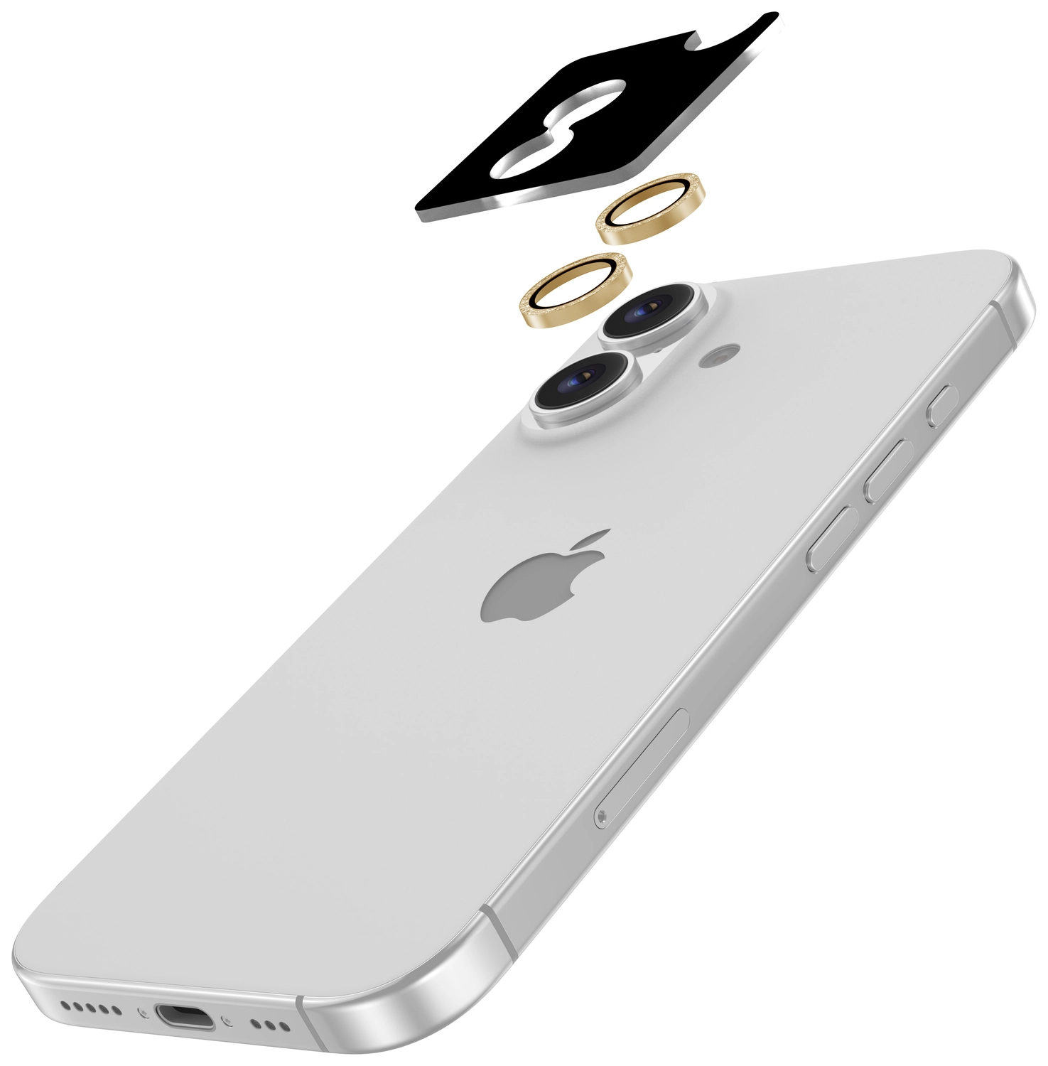 AVY Apple iPhone 17 / 16 / 16 Plus Camera Lens Protector Rings Glitter Goud afbeelding 2