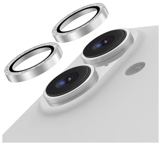 AVY Apple iPhone 17 / 16 / 16 Plus Camera Lens Protector Rings Glitter Zilver afbeelding 1