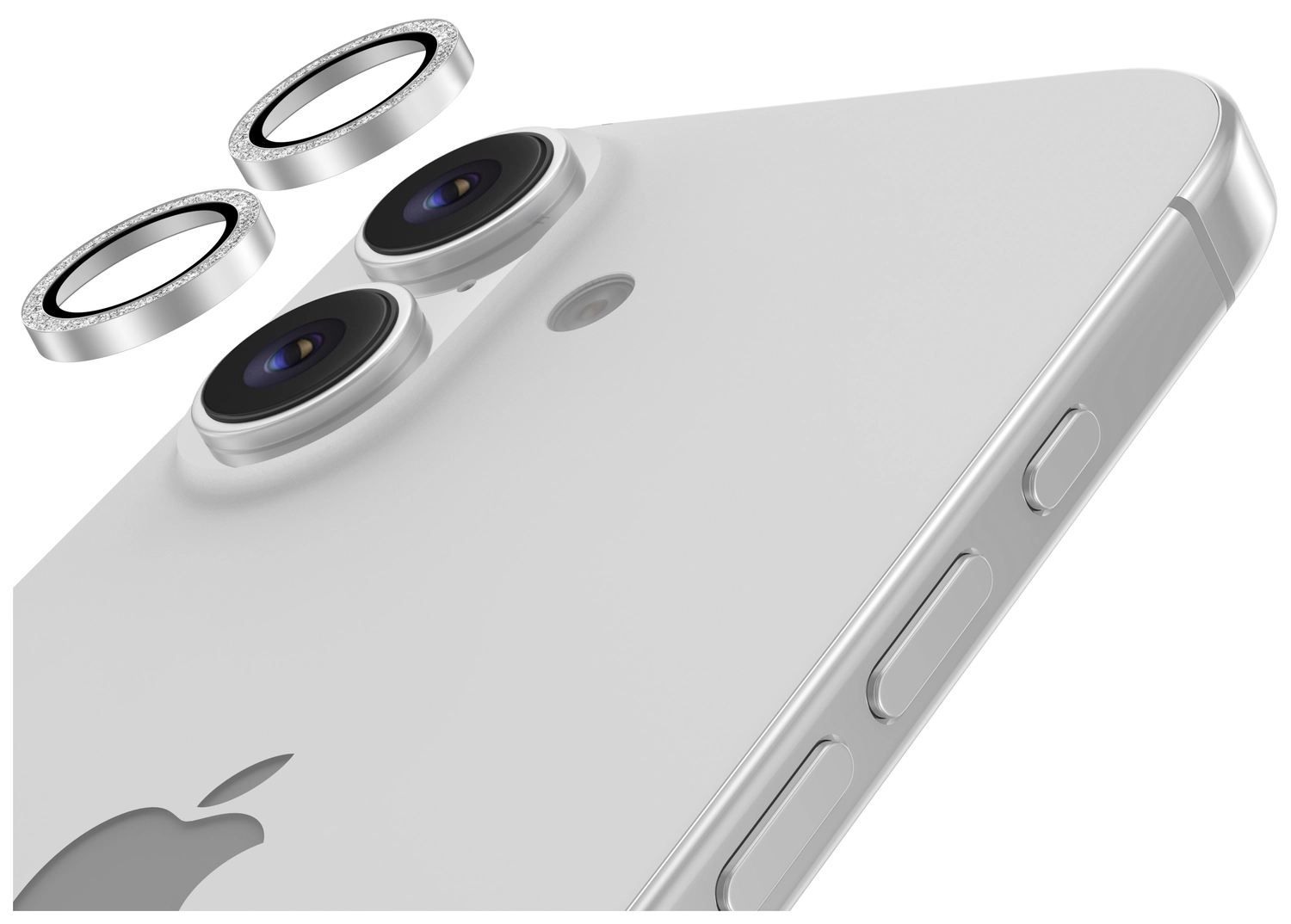 AVY Apple iPhone 17 / 16 / 16 Plus Camera Lens Protector Rings Glitter Zilver afbeelding 9