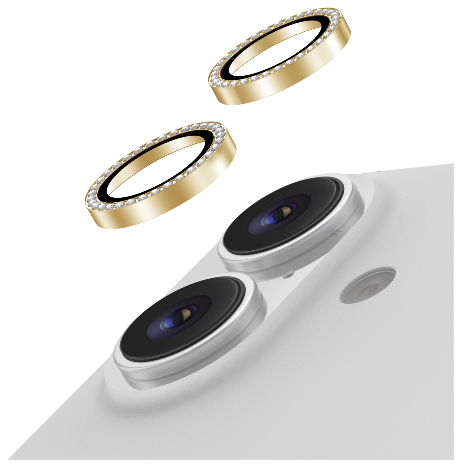 AVY Apple iPhone 17 / 16 / 16 Plus Camera Lens Protector Rings Diamant Goud afbeelding 1