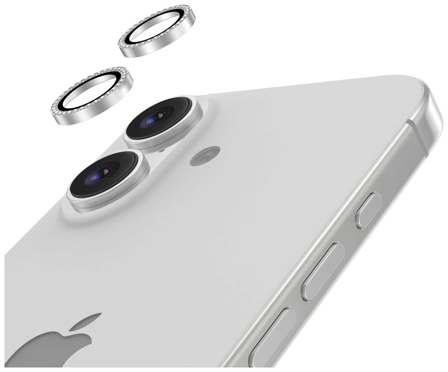 AVY Apple iPhone 17 / 16 / 16 Plus Camera Lens Protector Rings Diamant Zilver afbeelding 9