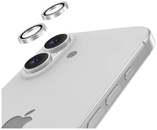 AVY Apple iPhone 17 / 16 / 16 Plus Camera Lens Protector Rings Diamant Zilver afbeelding 9