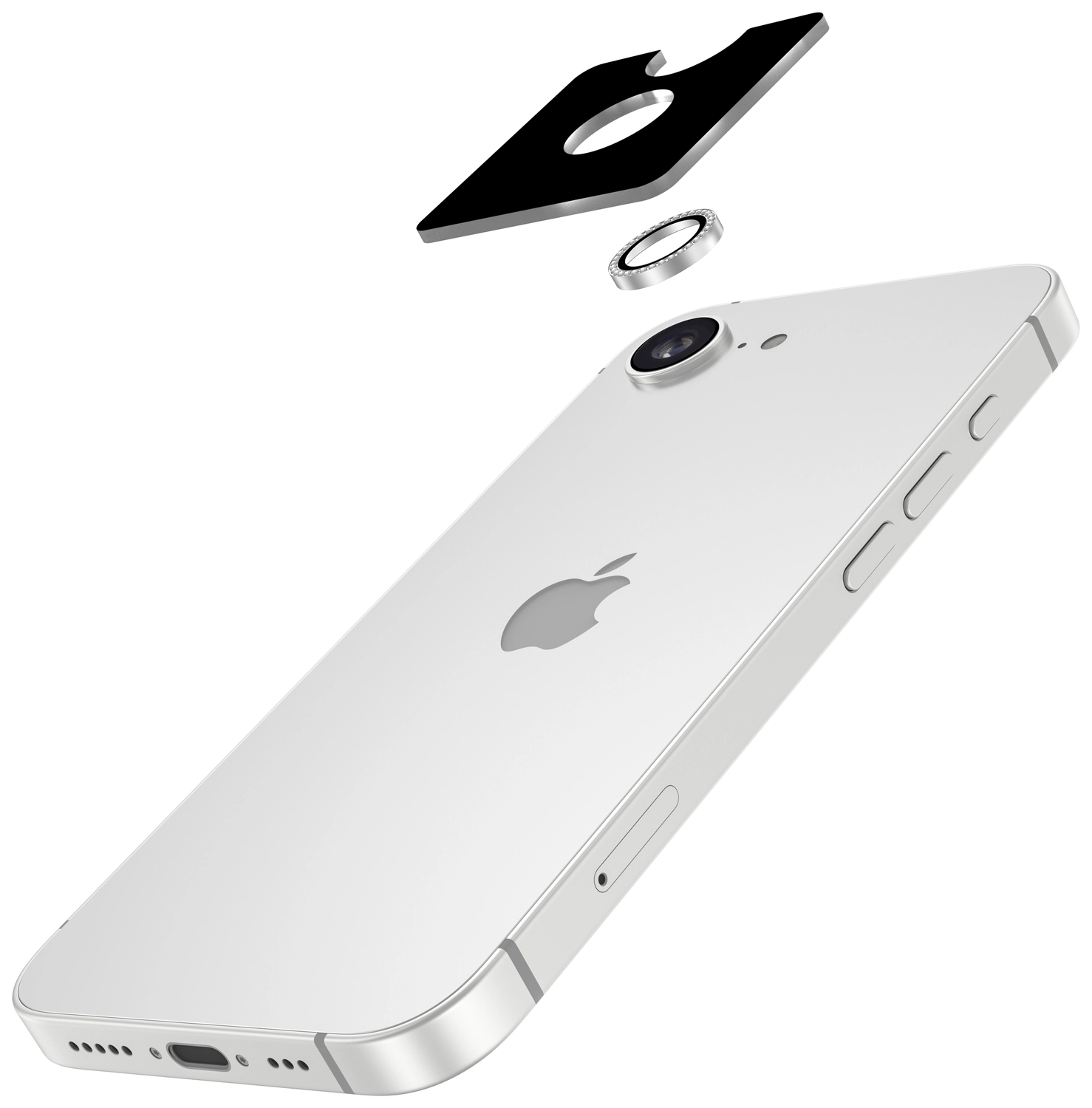 AVY Apple iPhone Air Camera Lens Protector Rings Diamant Zilver afbeelding 2