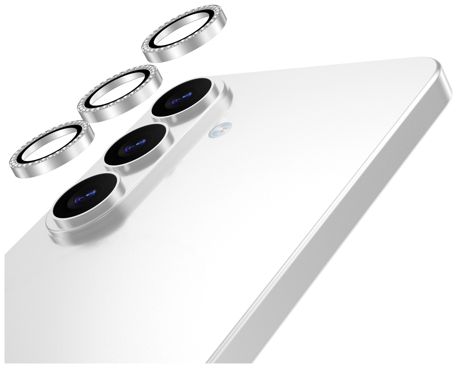 AVY Samsung Galaxy S26 Camera Lens Protector Rings Diamant Zilver afbeelding 9