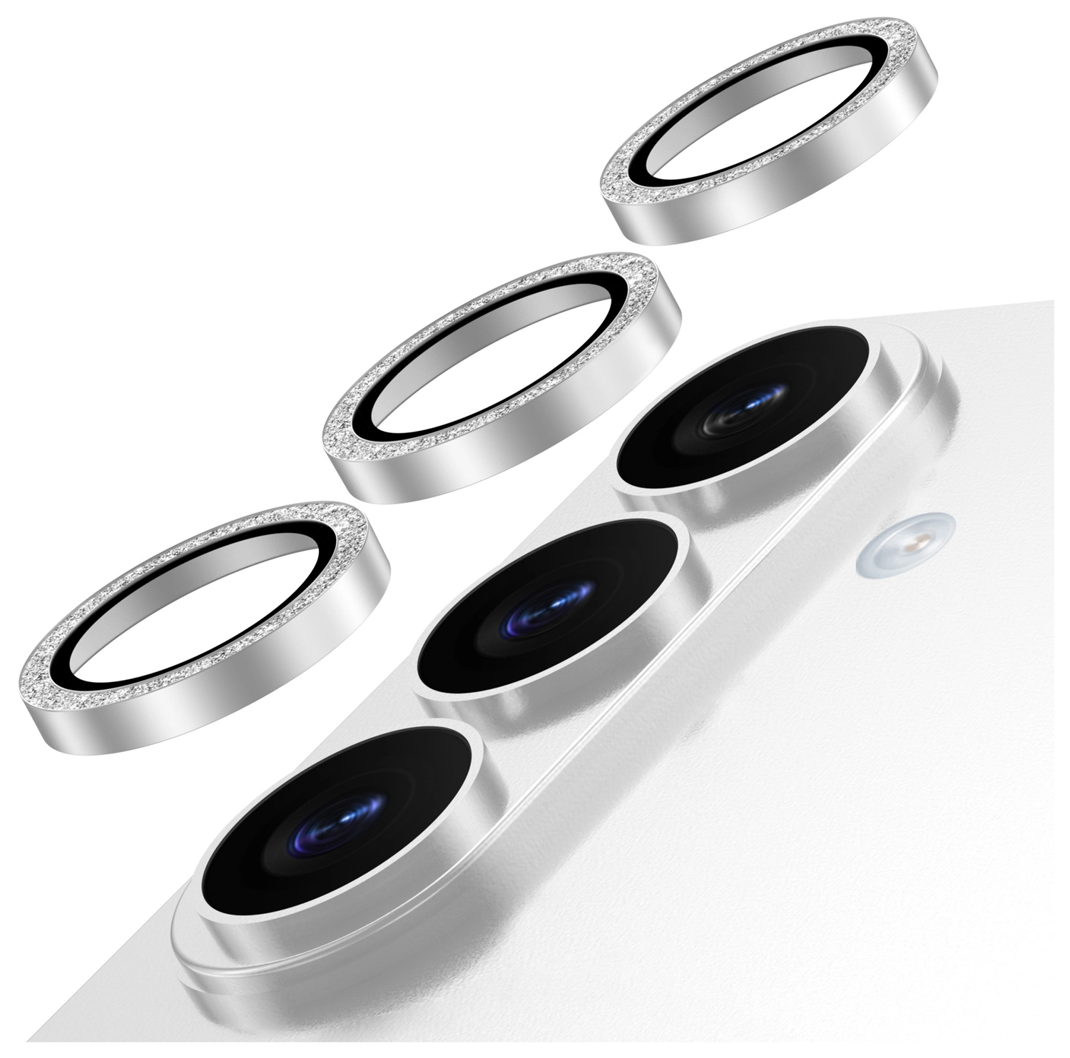 AVY Samsung Galaxy S26 Plus Camera Lens Protector Rings Glitter Zilver afbeelding 1