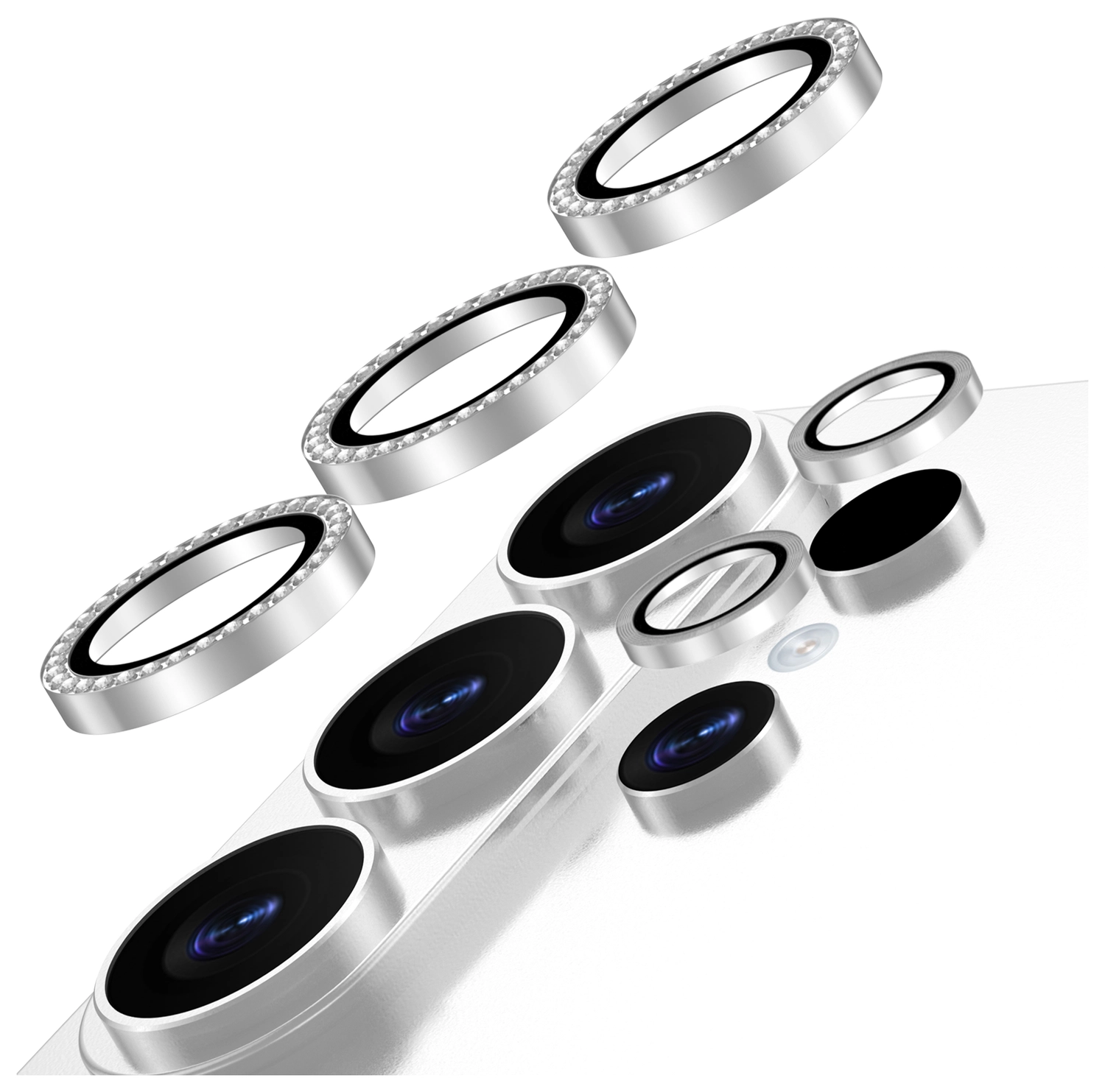 AVY Samsung Galaxy S26 Ultra Camera Lens Protector Rings Diamant Zilver afbeelding 1