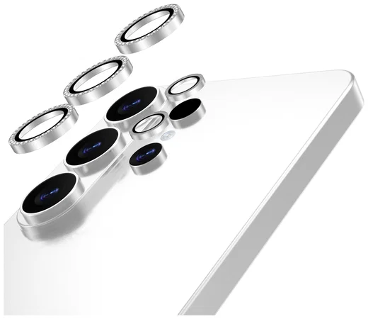 AVY Samsung Galaxy S26 Ultra Camera Lens Protector Rings Diamant Zilver afbeelding 9