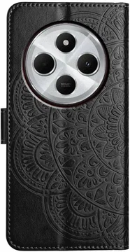 Xiaomi Redmi 14C Hoesje Mandala Book Case met Pasjeshouder Zwart