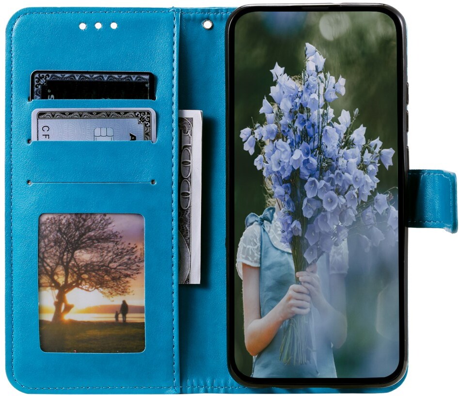 Samsung Galaxy A07 Hoesje Mandala Book Case met Pasjeshouder Blauw afbeelding 2