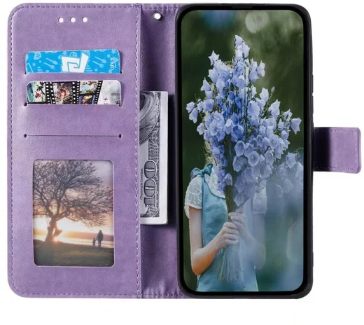 Samsung Galaxy A07 Hoesje Mandala Book Case met Pasjeshouder Paars afbeelding 2