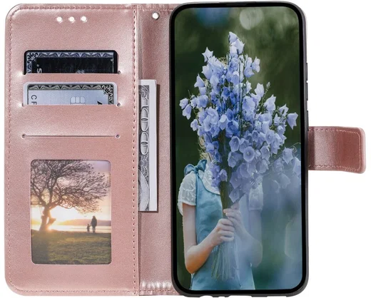 Samsung Galaxy A07 Hoesje Mandala Book Case met Pasjeshouder Roze Goud afbeelding 2