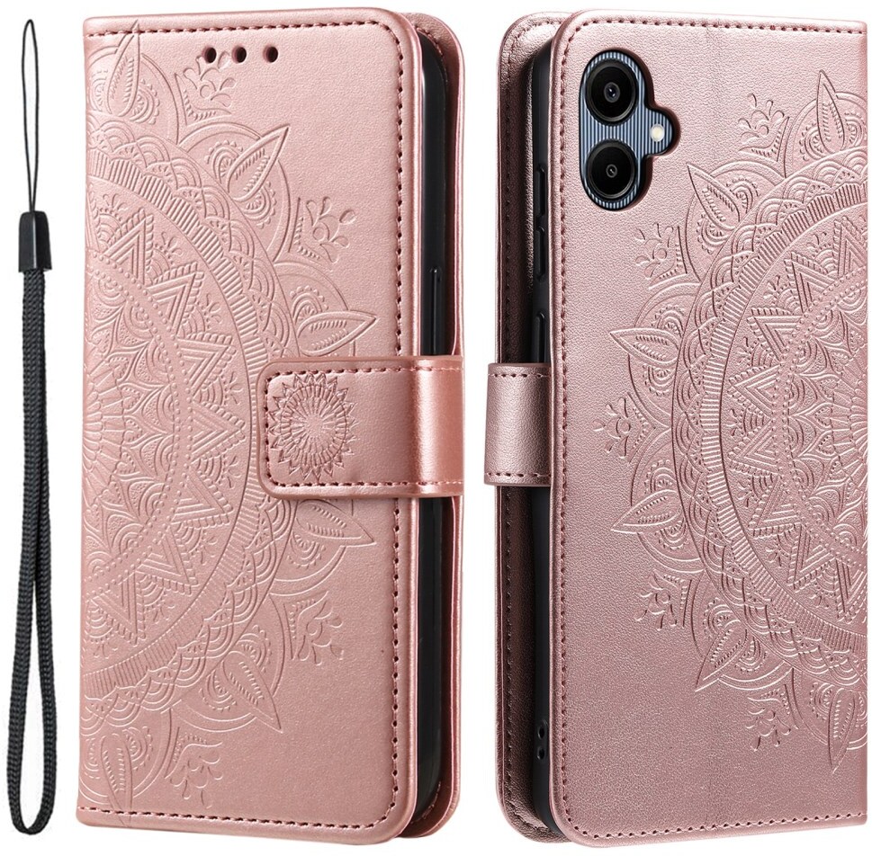 Samsung Galaxy A07 Hoesje Mandala Book Case met Pasjeshouder Roze Goud afbeelding 1