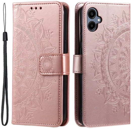 Samsung Galaxy A07 Hoesje Mandala Book Case met Pasjeshouder Roze Goud afbeelding 1