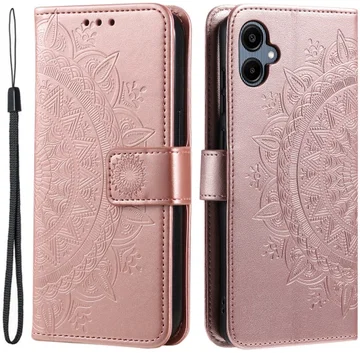 Samsung Galaxy A07 Hoesje Mandala Book Case met Pasjeshouder Roze Goud