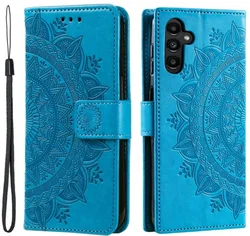 Samsung Galaxy A35 Hoesje Mandala Book Case met Pasjeshouder Blauw afbeelding