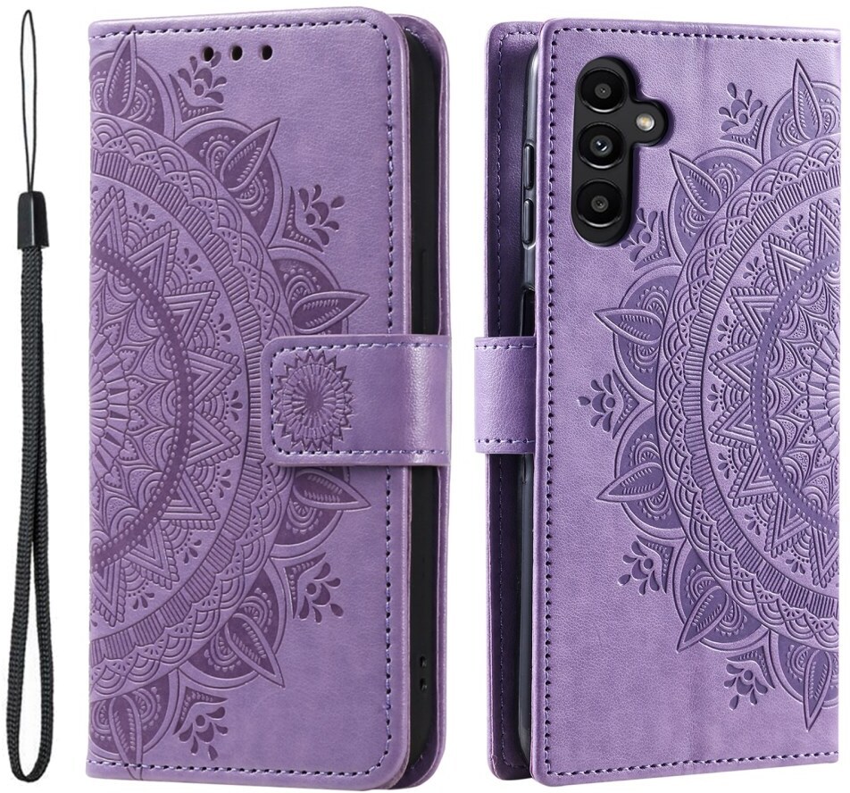 Samsung Galaxy A35 Hoesje Mandala Book Case met Pasjeshouder Paars afbeelding 1