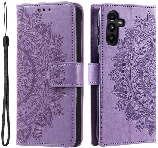 Samsung Galaxy A35 Hoesje Mandala Book Case met Pasjeshouder Paars afbeelding 1