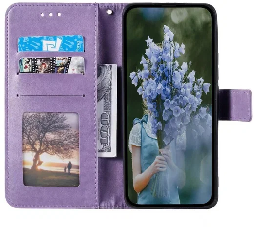 Samsung Galaxy A35 Hoesje Mandala Book Case met Pasjeshouder Paars afbeelding 2