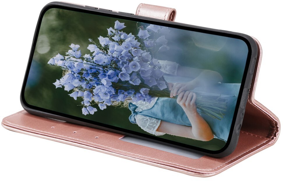 Samsung Galaxy A35 Hoesje Mandala Book Case met Pasjeshouder Roze Goud afbeelding 3
