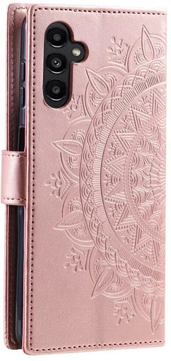 Samsung Galaxy A35 Hoesje Mandala Book Case met Pasjeshouder Roze Goud afbeelding 6