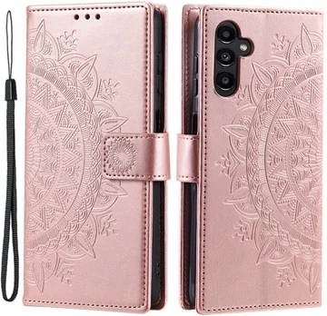 Samsung Galaxy A35 Hoesje Mandala Book Case met Pasjeshouder Roze Goud