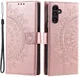 Samsung Galaxy A35 Hoesje Mandala Book Case met Pasjeshouder Roze Goud