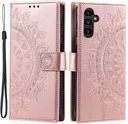 Samsung Galaxy A35 Hoesje Mandala Book Case met Pasjeshouder Roze Goud
