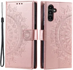 Samsung Galaxy A35 Hoesje Mandala Book Case met Pasjeshouder Roze Goud afbeelding