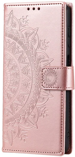 Samsung Galaxy A35 Hoesje Mandala Book Case met Pasjeshouder Roze Goud afbeelding 5