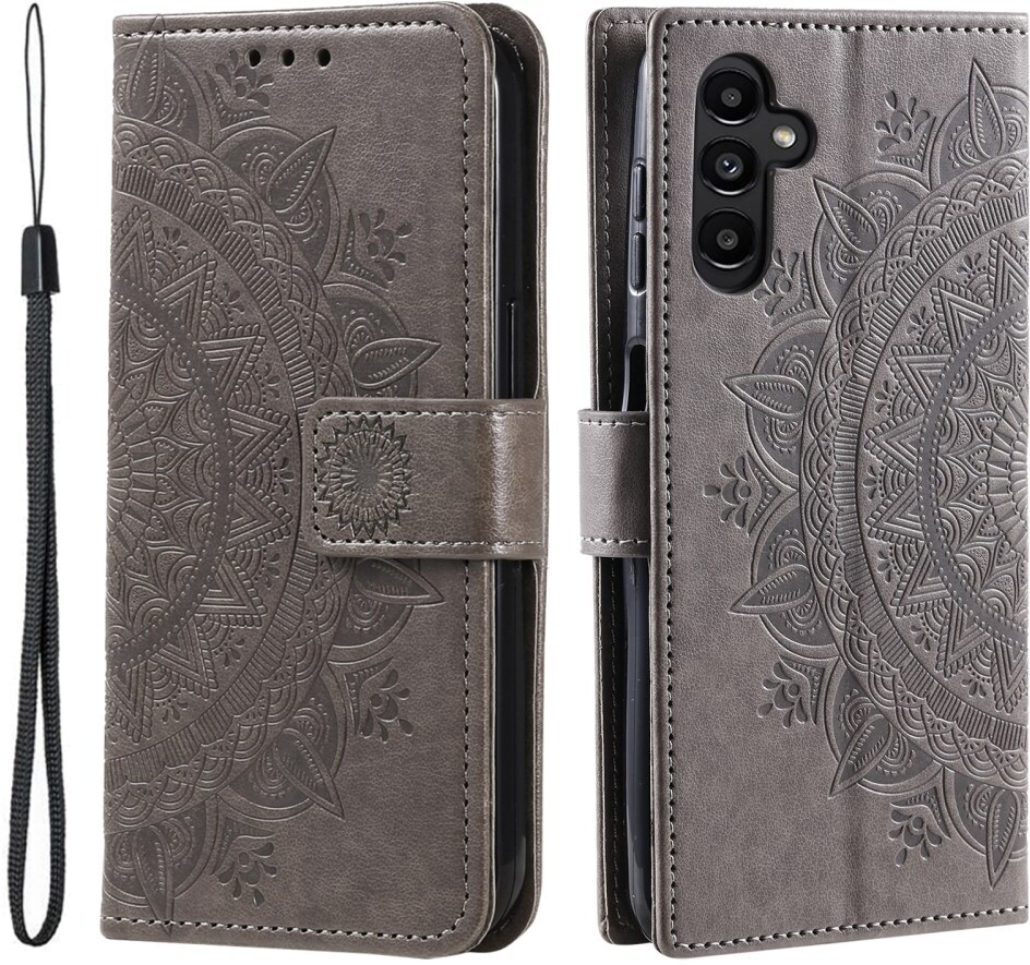 Samsung Galaxy A35 Hoesje Mandala Book Case met Pasjeshouder Zwart afbeelding 1