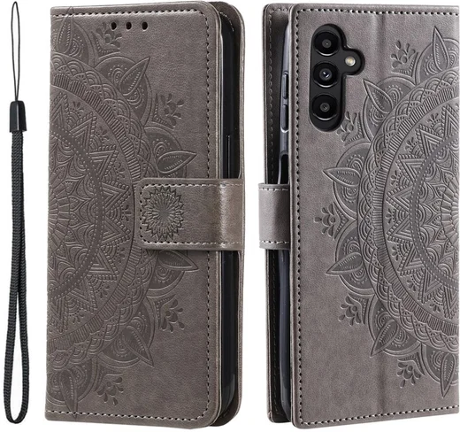 Samsung Galaxy A35 Hoesje Mandala Book Case met Pasjeshouder Zwart afbeelding 1