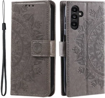 Samsung Galaxy A35 Hoesje Mandala Book Case met Pasjeshouder Zwart