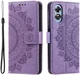 Oppo A5 (2025) Hoesje Mandala Book Case met Pasjeshouder Paars