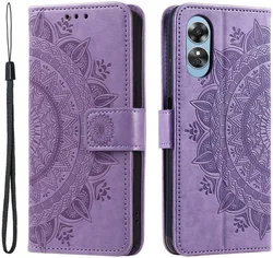 Oppo A5 (2025) Hoesje Mandala Book Case met Pasjeshouder Paars afbeelding