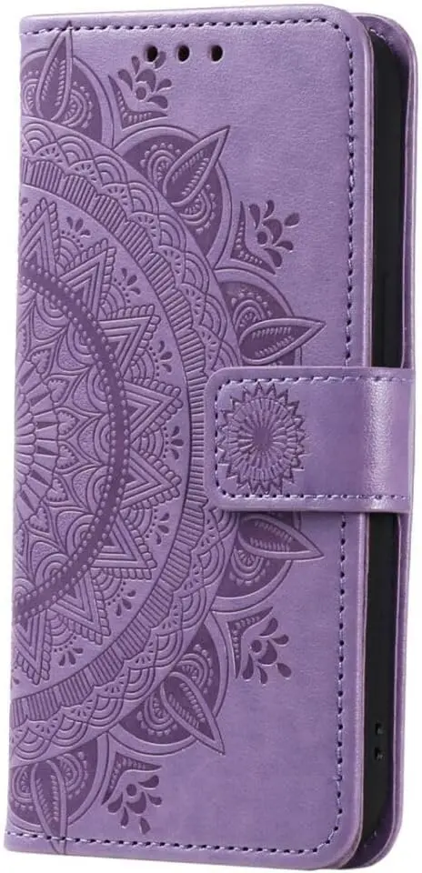 Oppo A5 (2025) Hoesje Mandala Book Case met Pasjeshouder Paars afbeelding 5