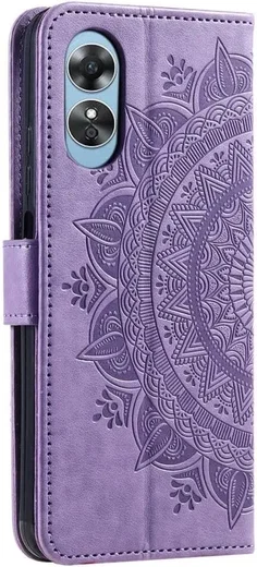 Oppo A5 (2025) Hoesje Mandala Book Case met Pasjeshouder Paars afbeelding 6